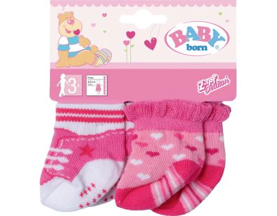 Baby Born Ponožky 2 páry Růžové se srdíčky a růžové s tkaničkami