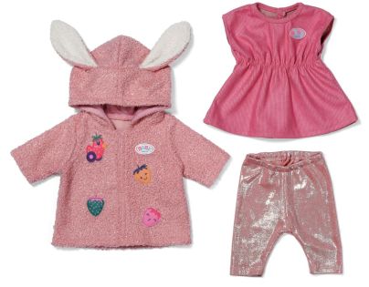 BABY born Souprava s kabátkem a šatičkami 43 cm zajíček