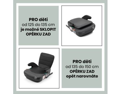 BabyAuto DOKA iFIX 125-150, podsedák se sklopnými zády, black grey