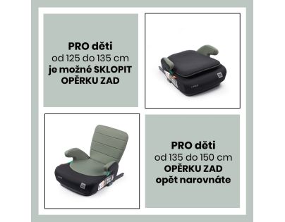 BabyAuto DOKA iFIX 125-150, podsedák se sklopnými zády, black olive green
