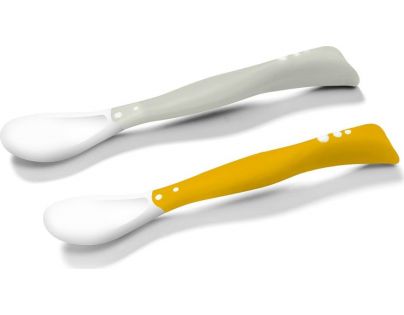 BabyOno Lžičky flexi 2 ks pastelová šedá a žlutá