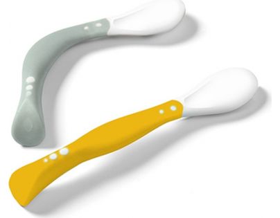 BabyOno Lžičky flexi 2 ks pastelová šedá a žlutá