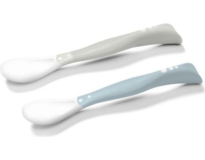 BabyOno Lžička flexi 2 ks pastelová šedá a modrá