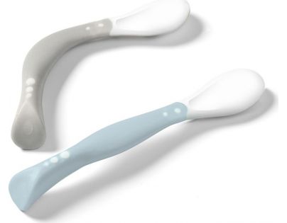 BabyOno Lžička flexi 2 ks pastelová šedá a modrá