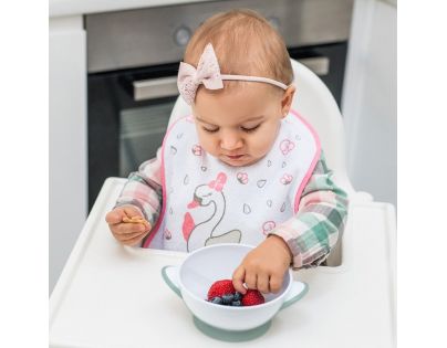 BabyOno Miska uzavíratelná s přísavkou a lžičkou 300 ml zelenožlutá