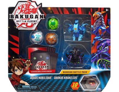 Bakugan balení 5 ks s doplňky Aquos Nobilious - Darkus Krakelios