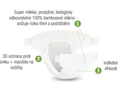 Bamboolove Plenkové kalhotky jednorázové bambus vel. L 9 - 14 kg 17 ks