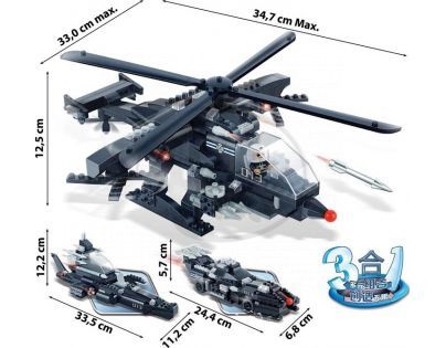 BanBao Armáda 8488 Vrtulník, vozidlo, vznášedlo 3 v 1