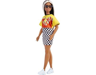 Barbie modelka 30 cm Ohnivé tričko a kostkovaná sukně