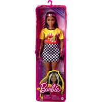 Barbie modelka 30 cm Ohnivé tričko a kostkovaná sukně 5