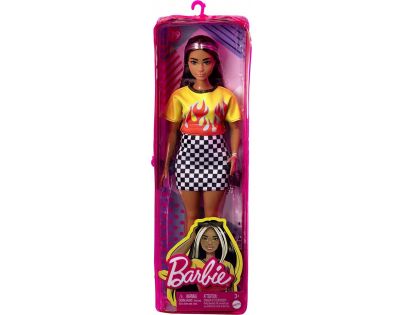 Barbie modelka 30 cm Ohnivé tričko a kostkovaná sukně