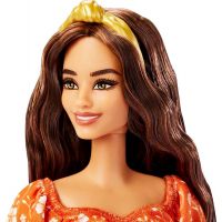 Barbie modelka 30 cm Oranžové šaty s bílými květy 3