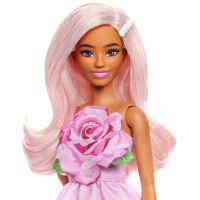 Barbie Modelka - růžové šaty s růží 2