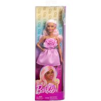 Barbie Modelka - růžové šaty s růží 6