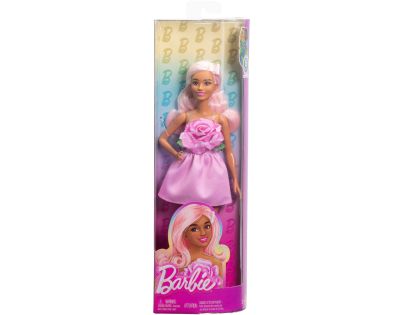 Barbie Modelka - růžové šaty s růží