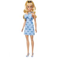 Barbie Modelka - šaty s modrými mašlemi 5
