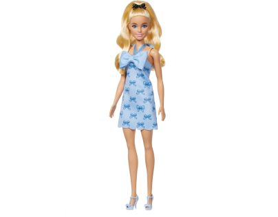 Barbie Modelka - šaty s modrými mašlemi