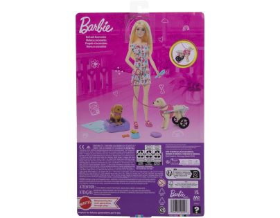 Barbie panenka a pejsek s invalidním vozíčkem