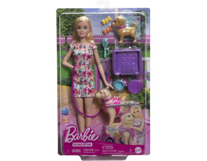 Barbie panenka a pejsek s invalidním vozíčkem