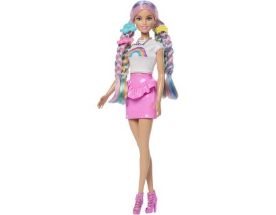 Mattel Barbie Panenka duhové vlasy s třpytivým stylingem
