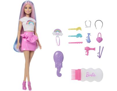 Mattel Barbie Panenka duhové vlasy s třpytivým stylingem