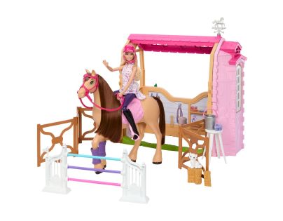 Barbie HXJ44 Stáje s koněm Pepper a panenkou