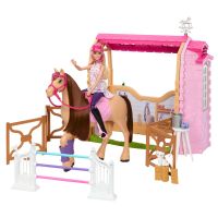 Barbie HXJ44 Stáje s koněm Pepper a panenkou