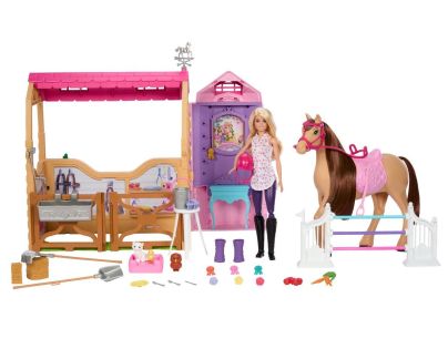 Barbie HXJ44 Stáje s koněm Pepper a panenkou