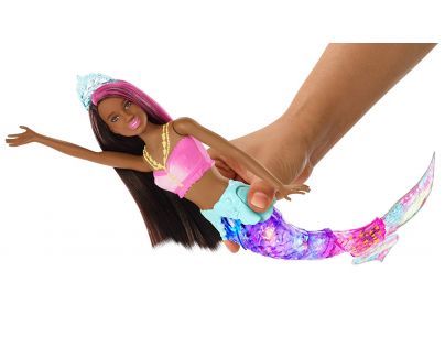 Barbie svítící mořská panna s pohyblivým ocasem černoška