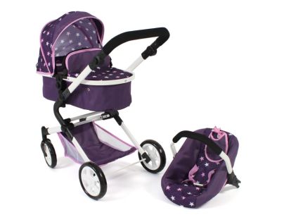 Bayer Chic Kombinovaný kočárek pro panenky 3v1 LIA Stars Purple