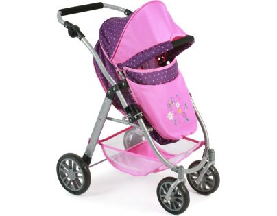 Bayer Chic Kočárek pro panenky Emilia - Dots purple pink