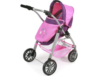 Bayer Chic Kočárek pro panenky Emilia - Dots purple pink