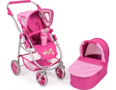Bayer Chic Kočárek pro panenky Emotion 2v1 - Pink Dots