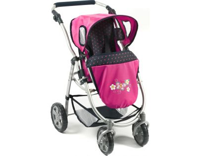 Bayer Chic Kočárek pro panenky Emotion All In 3v1 - Dots Navy-Pink