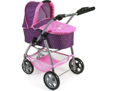 Bayer Chic Kočárek pro panenky Emotion All In 3v1 - Dots purple pink