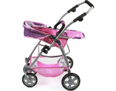 Bayer Chic Kočárek pro panenky Emotion All In 3v1 - Dots purple pink