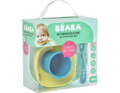 Béaba Jídelní sada silikonová 4-dílná Blue