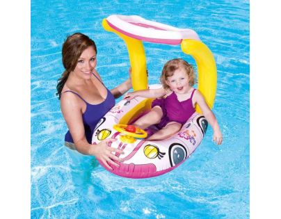 Bestway Nafukovací auto s UV stínítkem 98 x 66 cm růžové