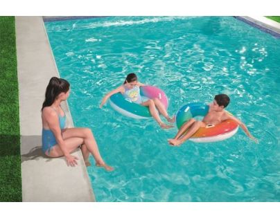 Bestway Nafukovací kruh duhový 91 cm zelenorůžový
