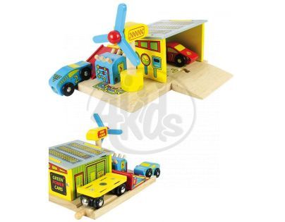 Bigjigs - Autoservis + 2 auta - 70207
