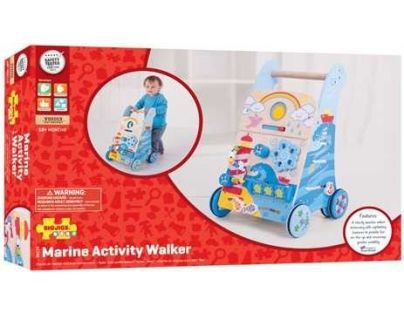 Bigjigs Baby Dřevěné aktivní chodítko moře