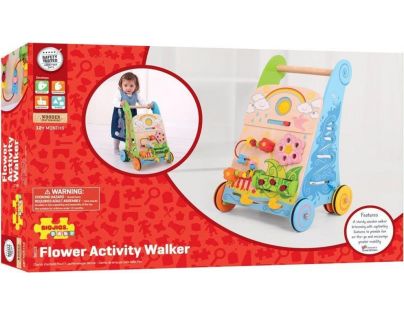 Bigjigs Baby Dřevěné aktivní chodítko zahrada