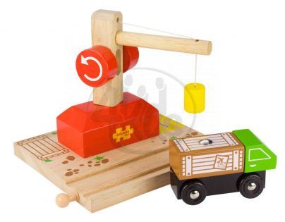 Bigjigs - Malý jeřáb s autem - 70127