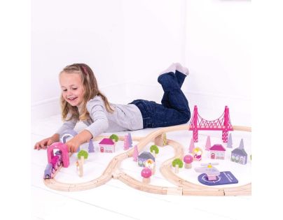 Bigjigs Rail Dřevěná velká vláčkodráha princezny - Poškozený obal