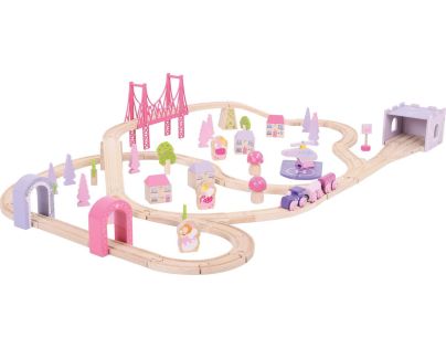 Bigjigs Rail Dřevěná velká vláčkodráha princezny - Poškozený obal