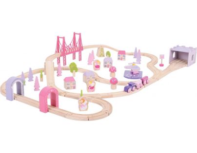 Bigjigs Rail Dřevěná velká vláčkodráha princezny