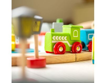 Bigjigs Rail Dřevěná vláčkodráha město a vesnice 101 dílů