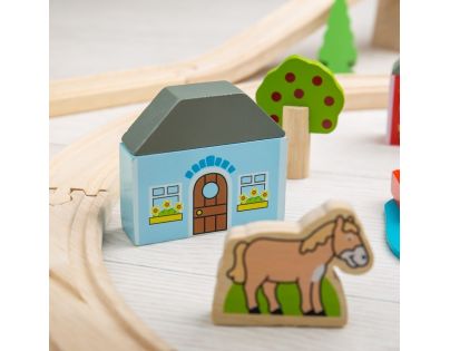Bigjigs Rail Dřevěná vláčkodráha město a vesnice 101 dílů