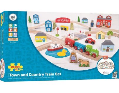 Bigjigs Rail Dřevěná vláčkodráha město a vesnice 101 dílů