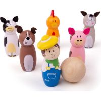 Bigjigs Toys Dřevěné kuželky farma - Poškozený obal